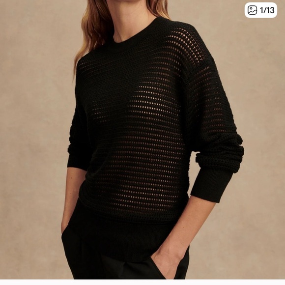Varley Kershaw Knit Sweater 100% Cotton Black Large